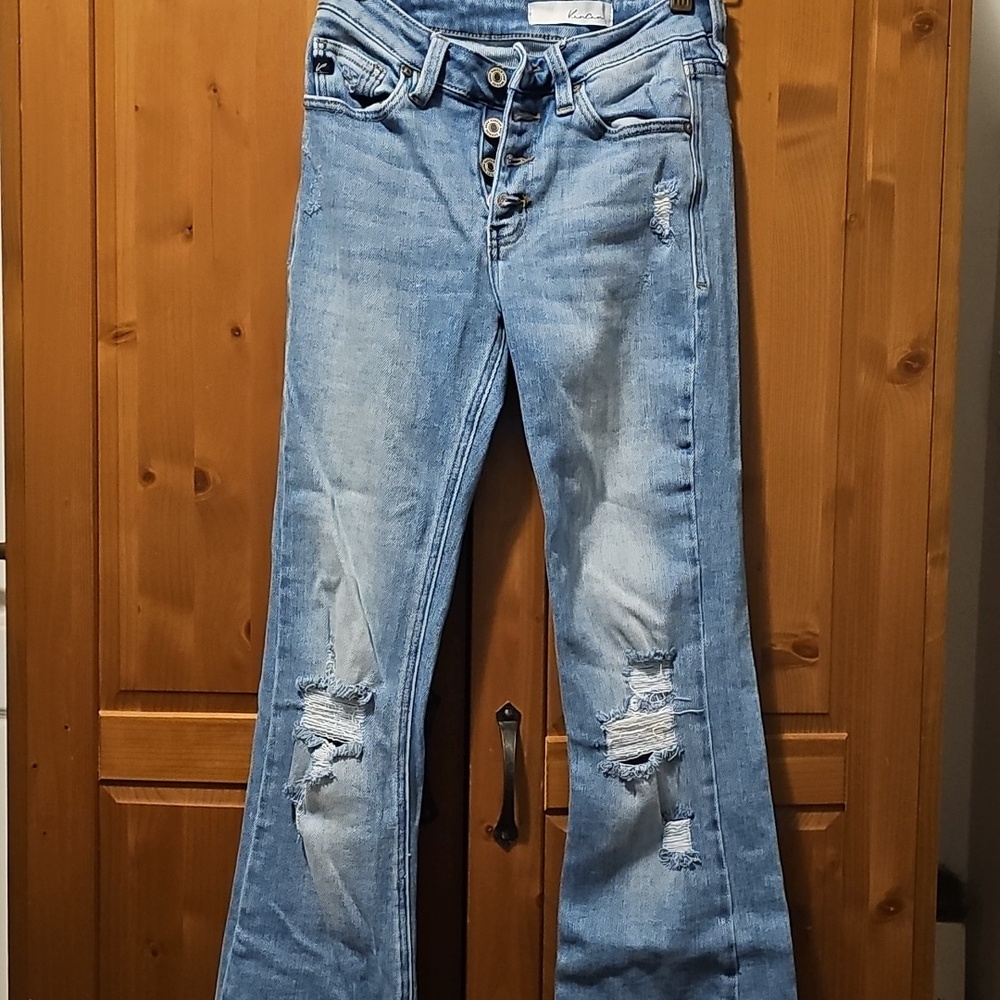 Women’s KanCan Light Blue Distressed Flared Jeans